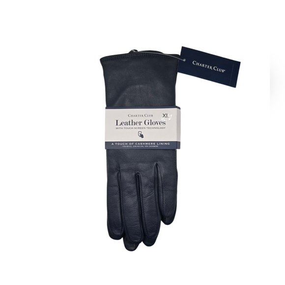Charter Club Accessories - Charter Club Leather Gloves - Ink Blue - XL - NWT